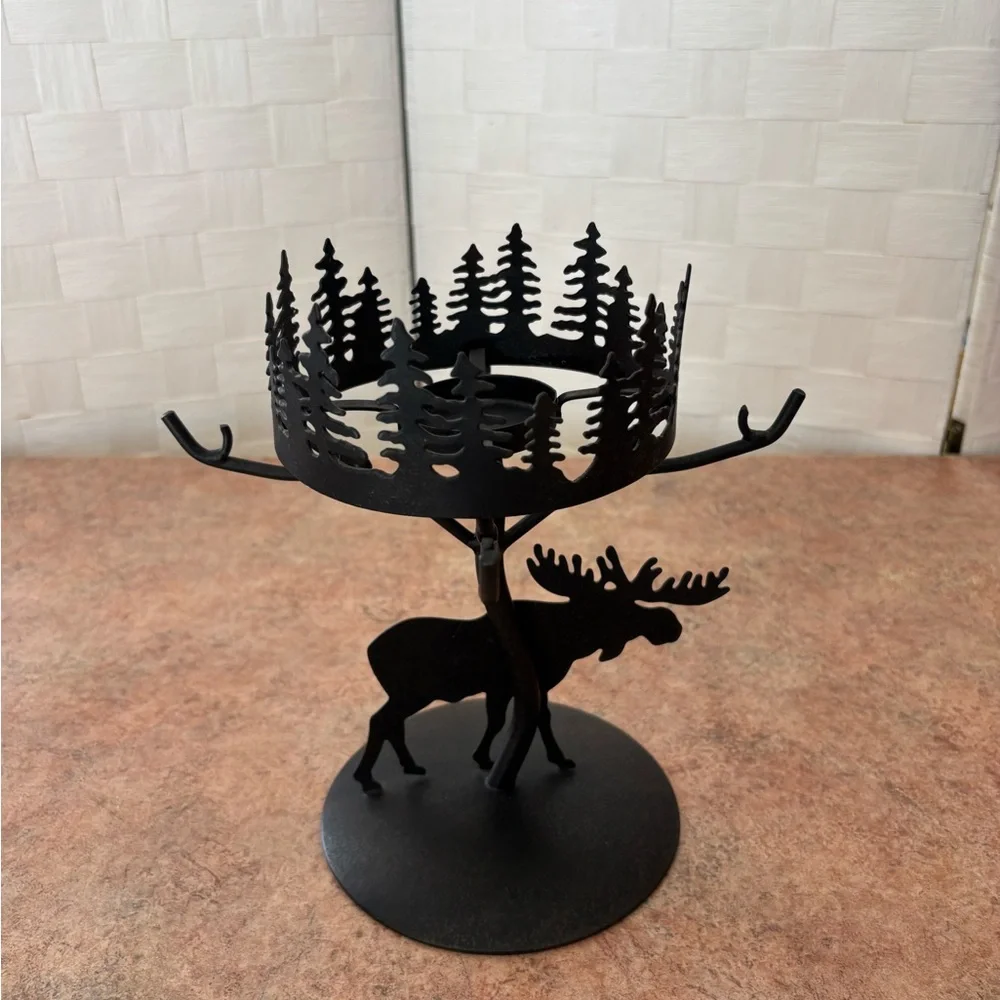PartyLite Black Moose & Forest Metal Candle Holder - Picture 5 of 9